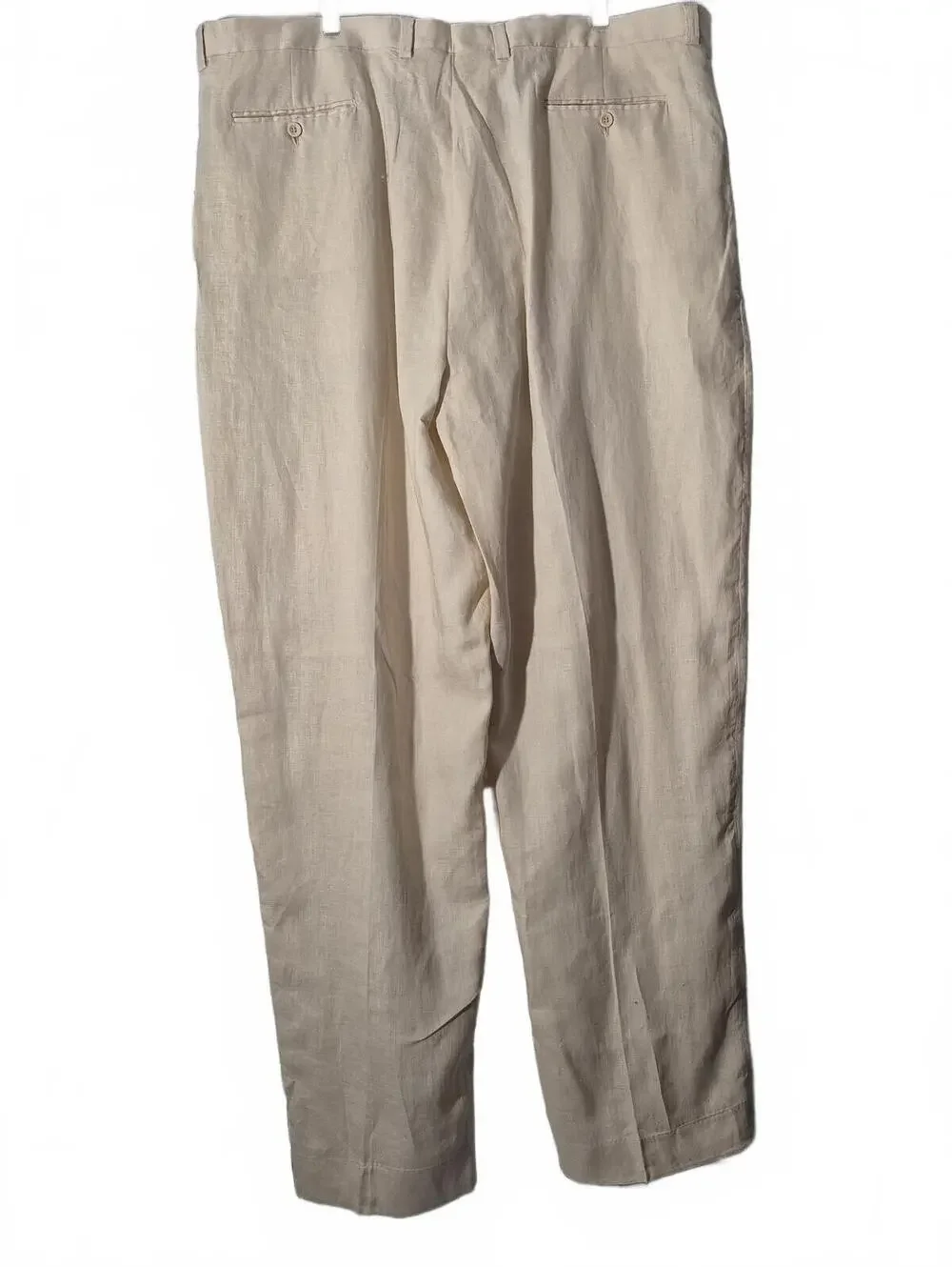 Inserch Lot Of 2 Mens Pants Beige 100% Linen Pleated Front Dress Pants Straight